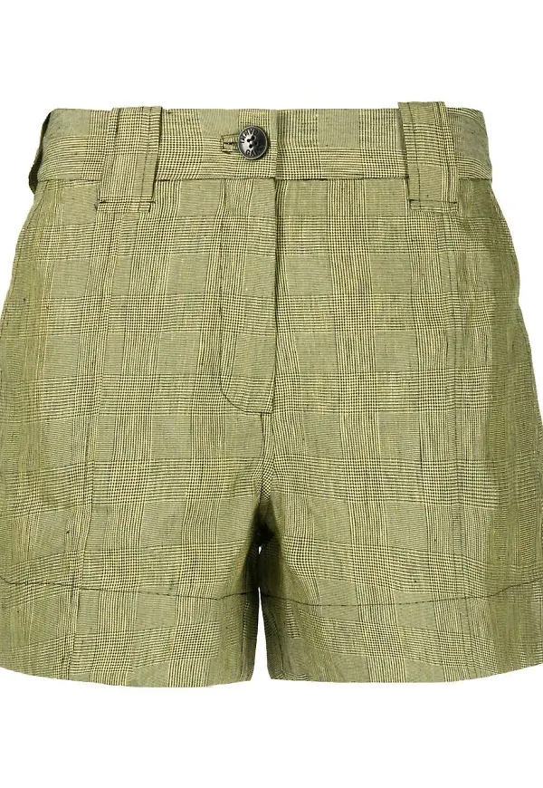 GANNI rutiga finshorts - Gul