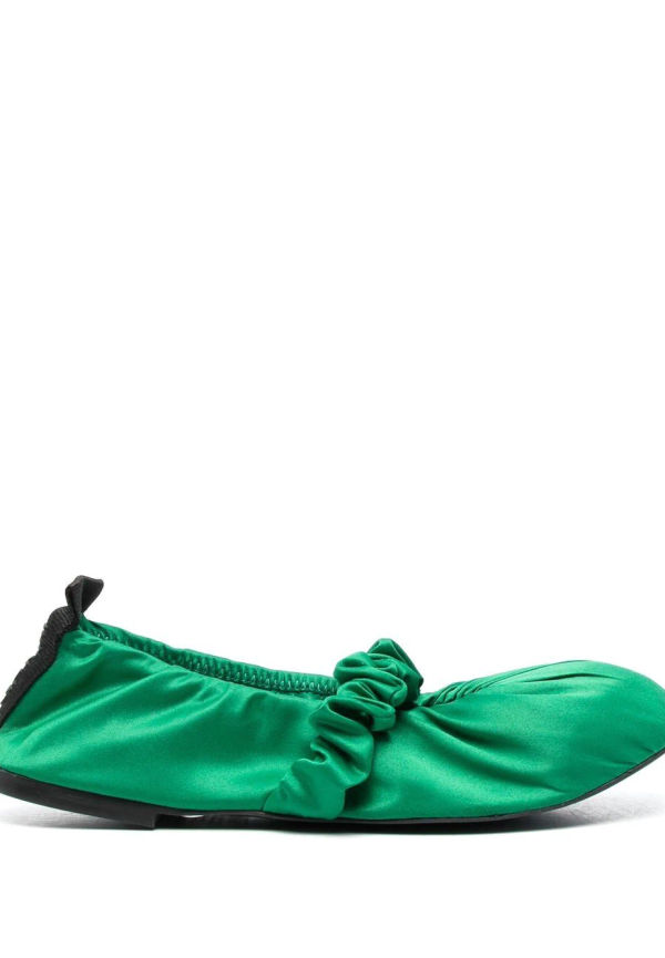 GANNI Scrunchie ballerinaskor - Grön