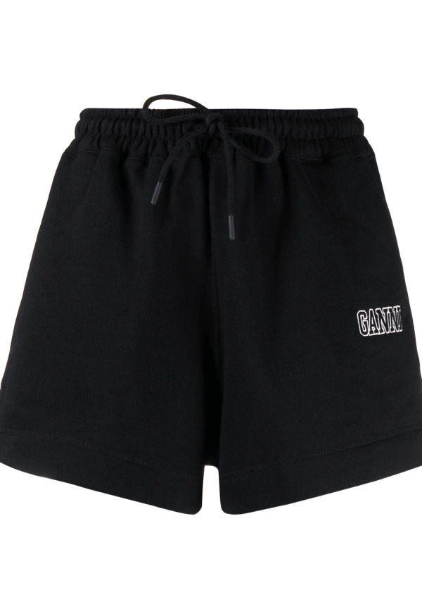 GANNI shorts med broderad logotyp - Svart