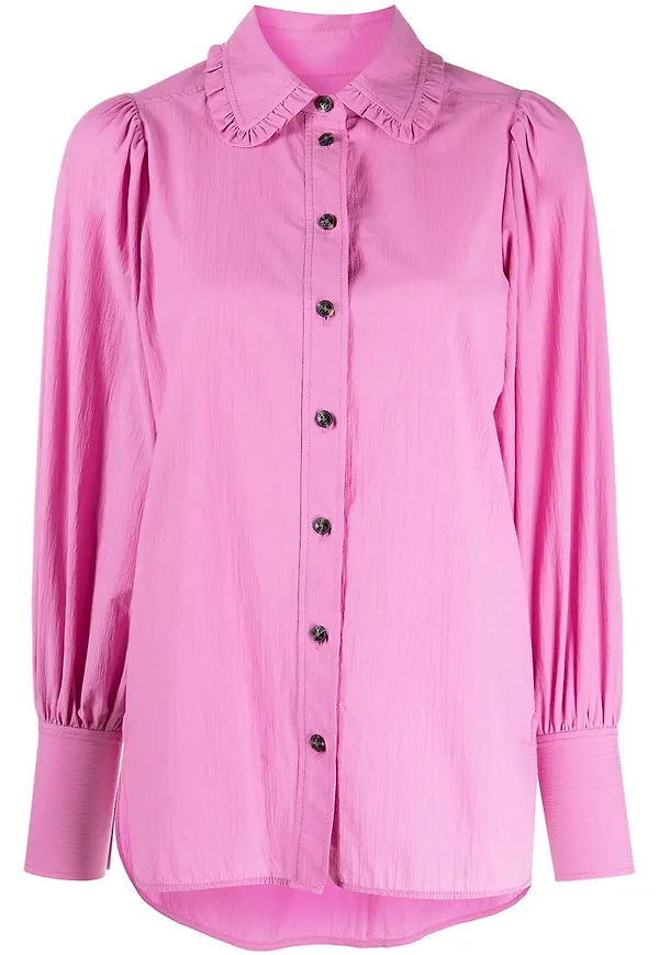 GANNI skjorta med puffärm - Rosa