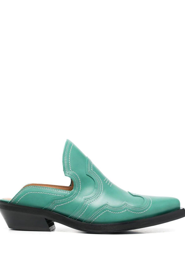 GANNI slip-ons i läder - Grön