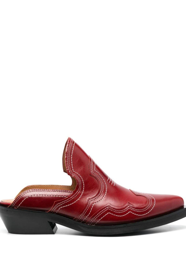 GANNI slip-ons med brodyr - Röd