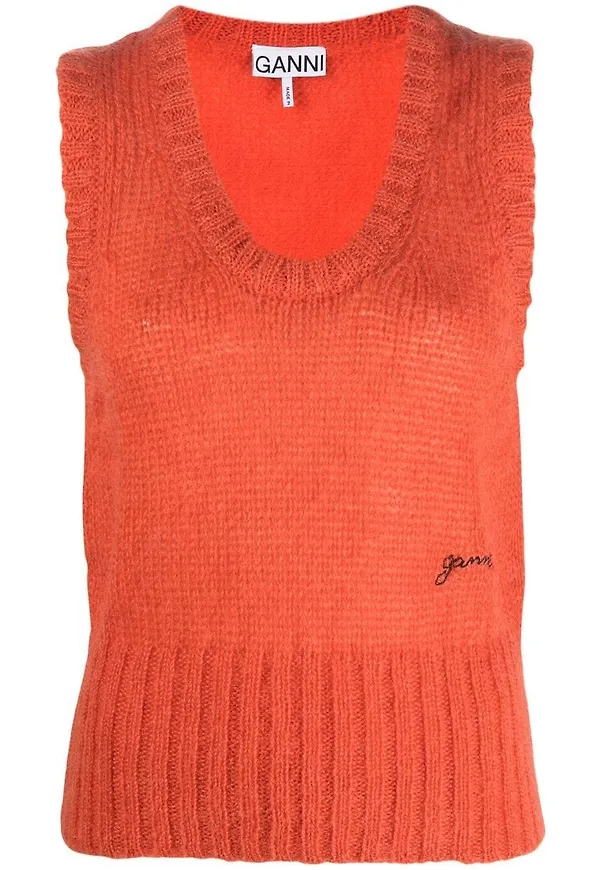 GANNI stickat linne - Orange