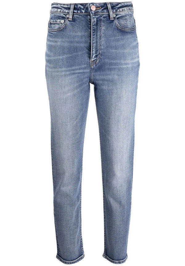 GANNI straight-jeans med blekt effekt - Blå