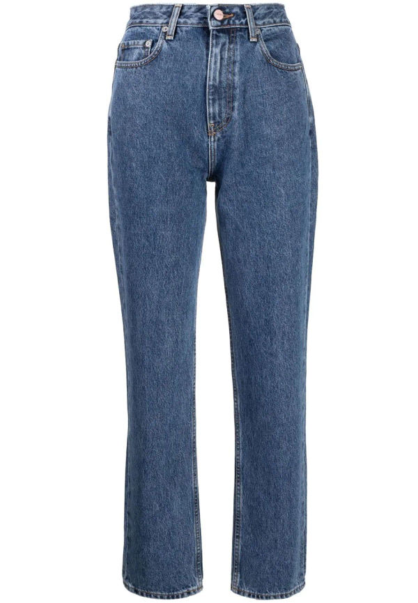 GANNI straight-jeans med hög midja - Blå