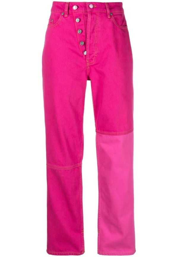 GANNI straight-jeans med hög midja - Rosa