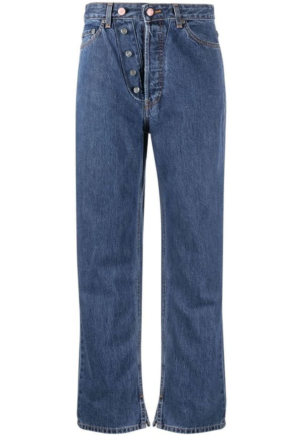 GANNI straight-jeans med knappdetalj - Blå