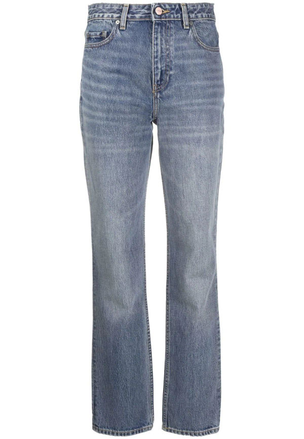 GANNI straight-jeans med logotypmärke - Blå