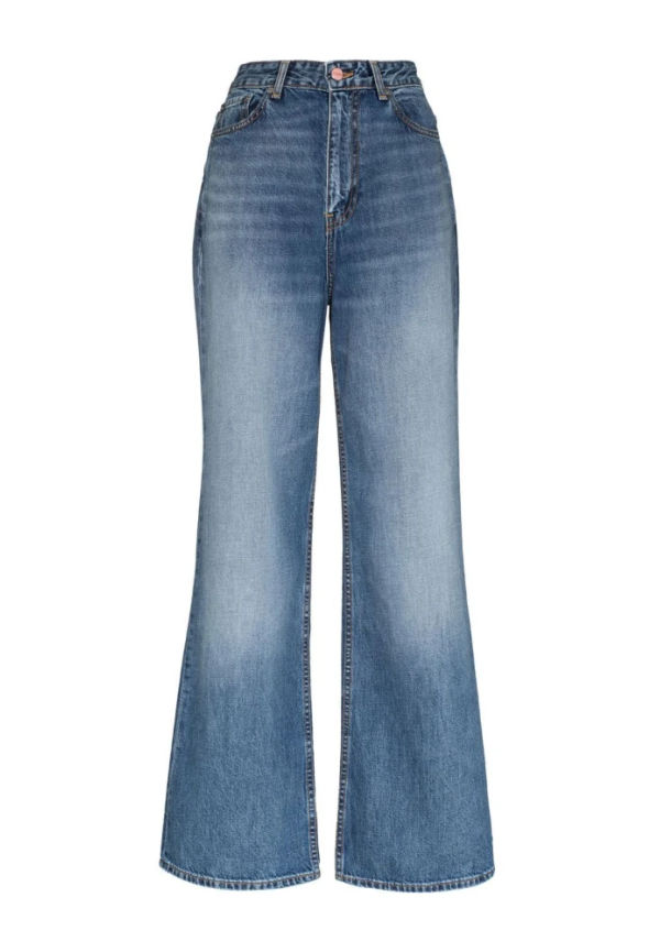 Ganni Stövklippt jeans Blå, Dam