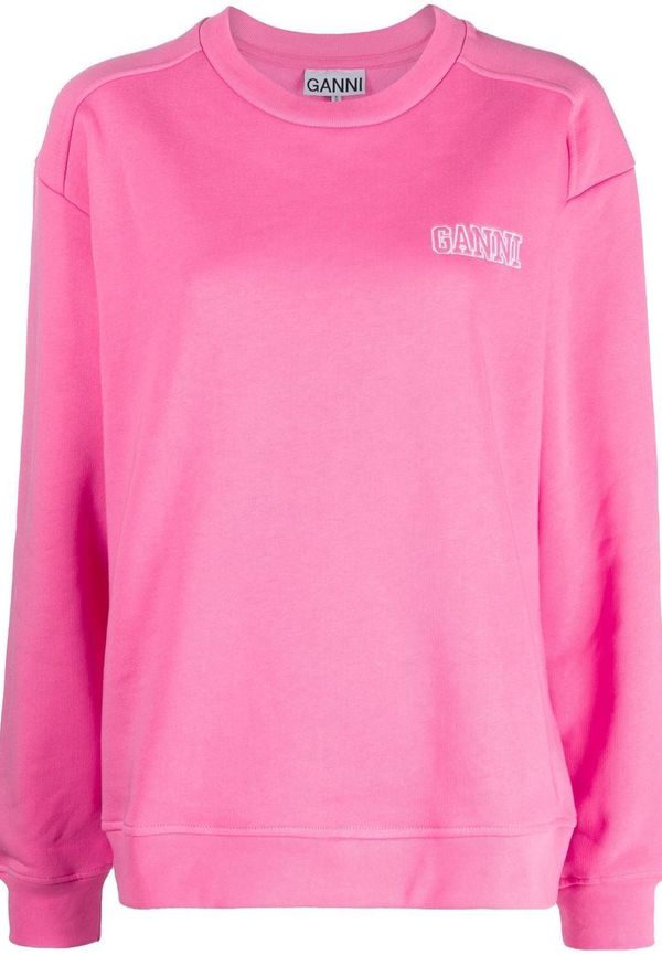 GANNI sweatshirt med broderad logotyp - Rosa