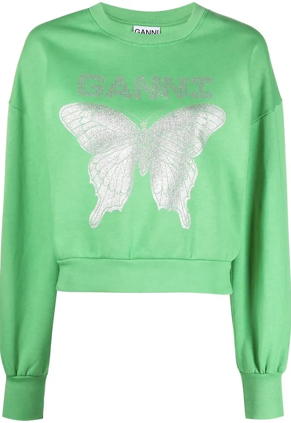GANNI sweatshirt med fjärilstryck - Grön