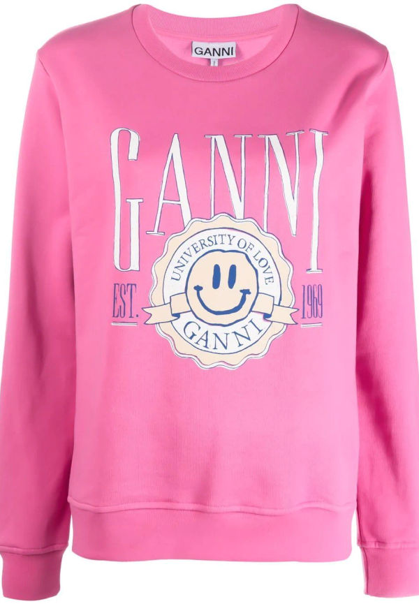 GANNI sweatshirt med logotyp - Rosa