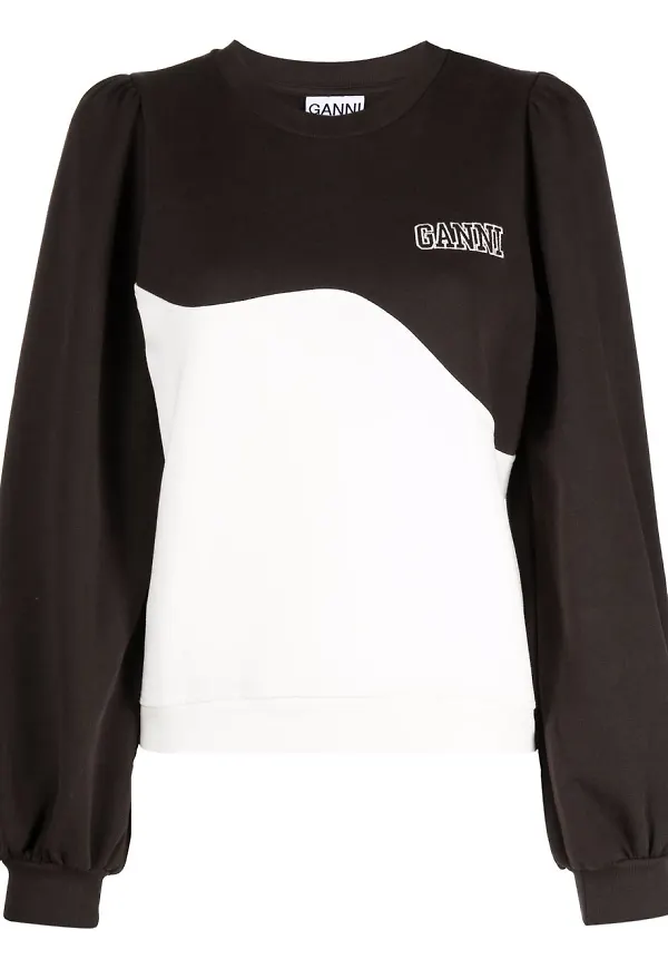 GANNI sweatshirt med panel - Brun