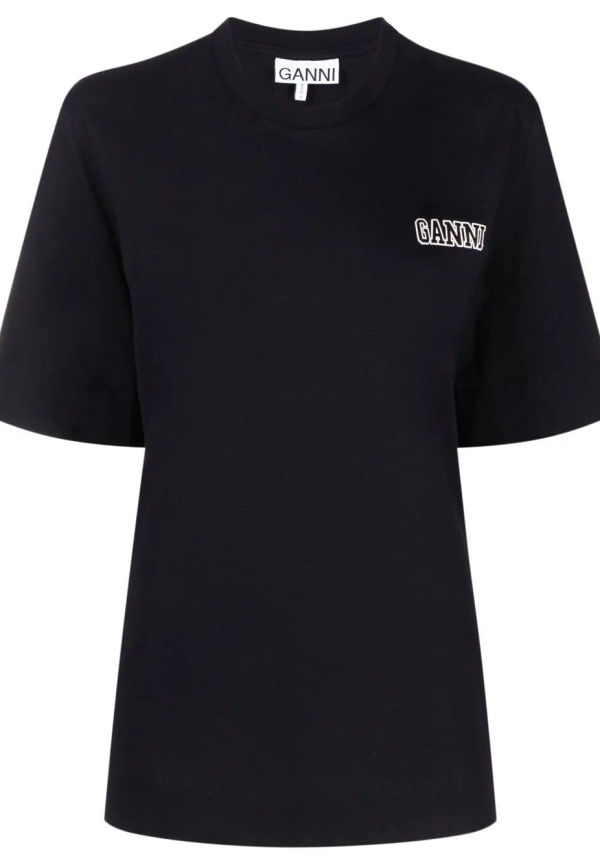 GANNI t-shirt med broderad logotyp - Svart