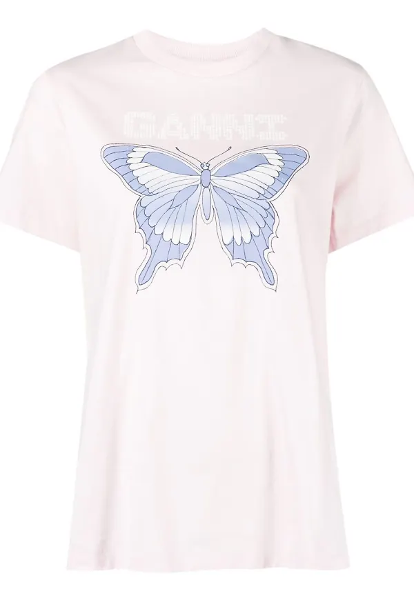 GANNI t-shirt med fjärilstryck - Rosa