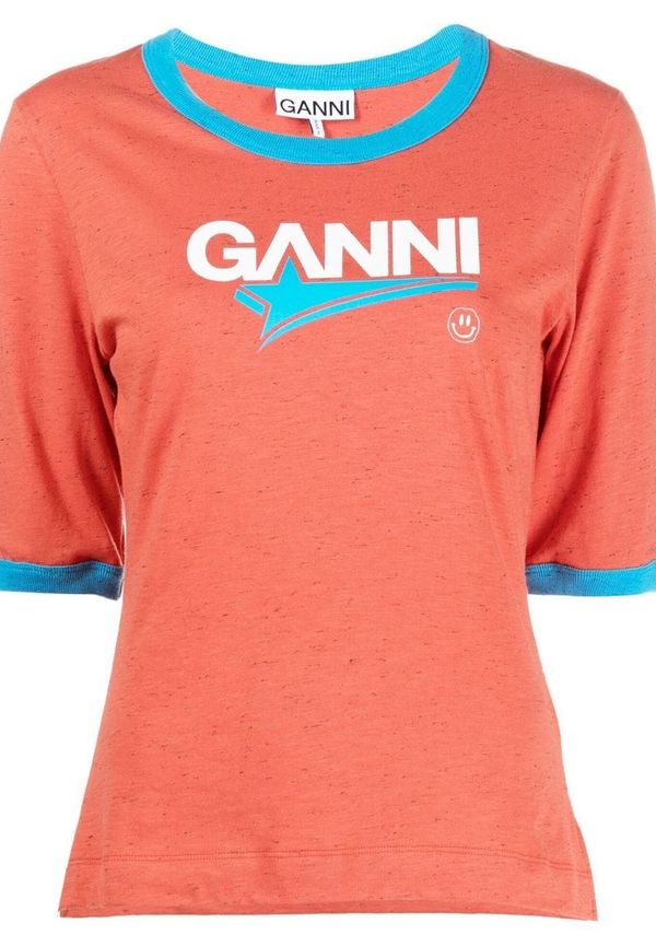 GANNI t-shirt med grafisk logotyp - Röd