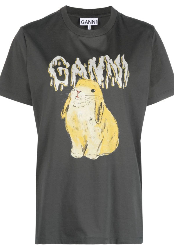GANNI t-shirt med kanintryck - Grå