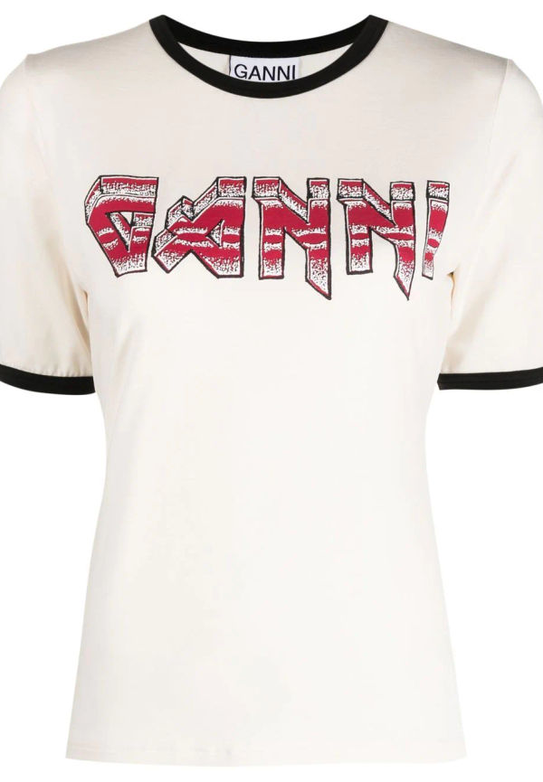 GANNI t-shirt med logotyp - Neutral