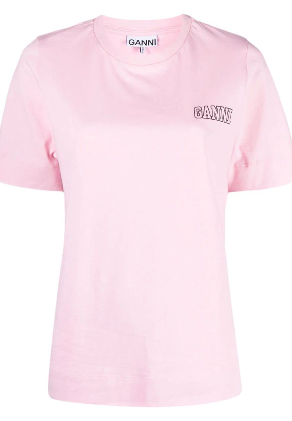 GANNI t-shirt med logotyp - Rosa