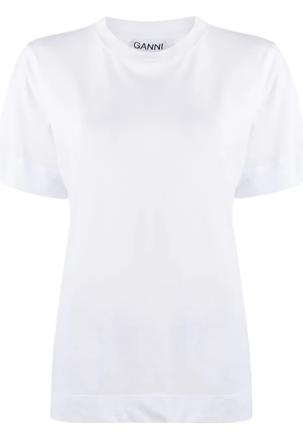 GANNI t-shirt med rundad hals - Vit