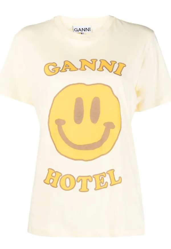 GANNI t-shirt med tryck - Gul