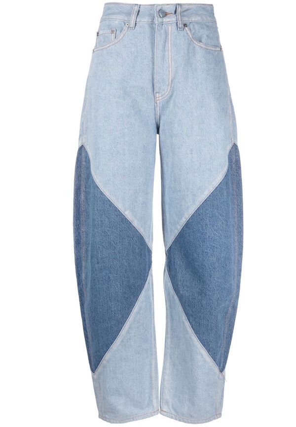 GANNI Tapered-jeans med lappdesign - Blå