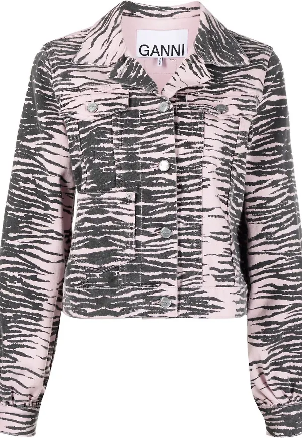 GANNI tigermönstrad jeansjacka - Lila