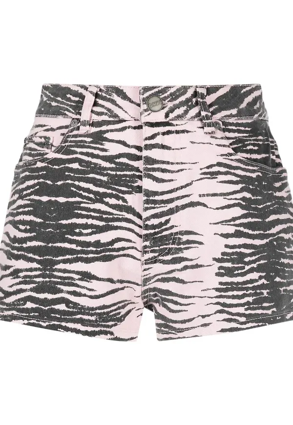 GANNI tigermönstrade jeansshorts - Lila