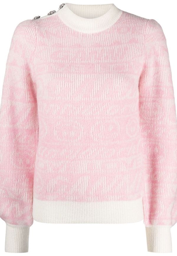 GANNI tröja i jacquard med logotyp - Rosa