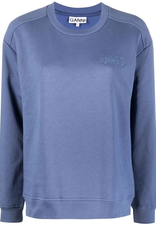 GANNI tröja med broderad logotyp - Blå