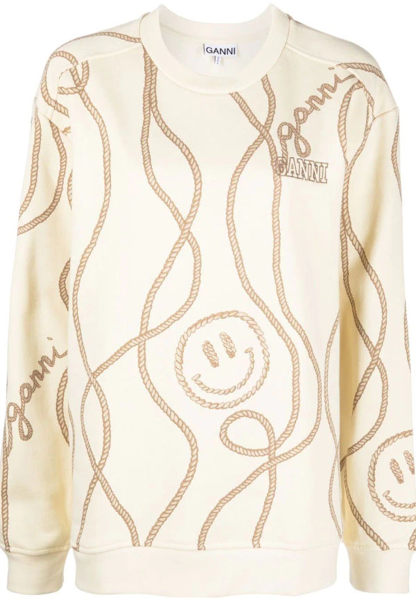 GANNI tröja med broderad logotyp - Neutral