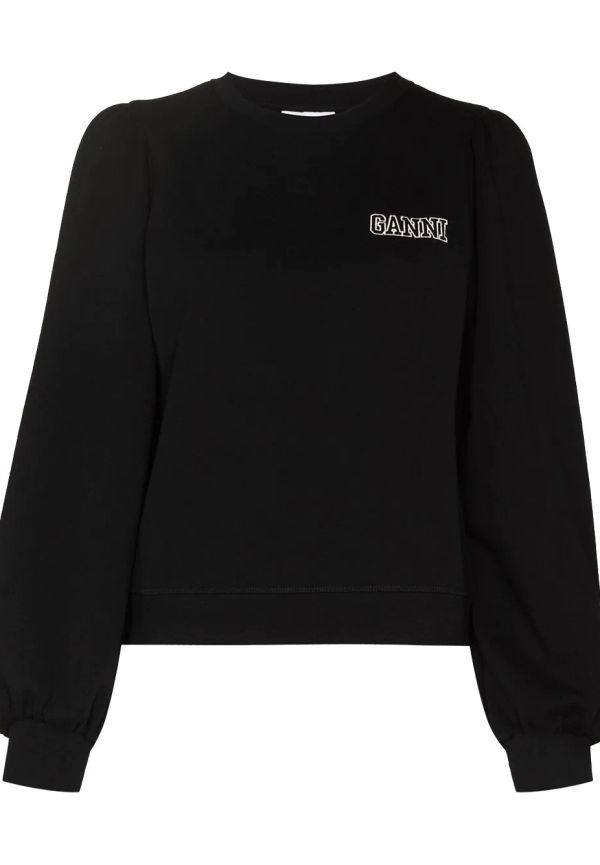 GANNI tröja med broderad logotyp - Svart