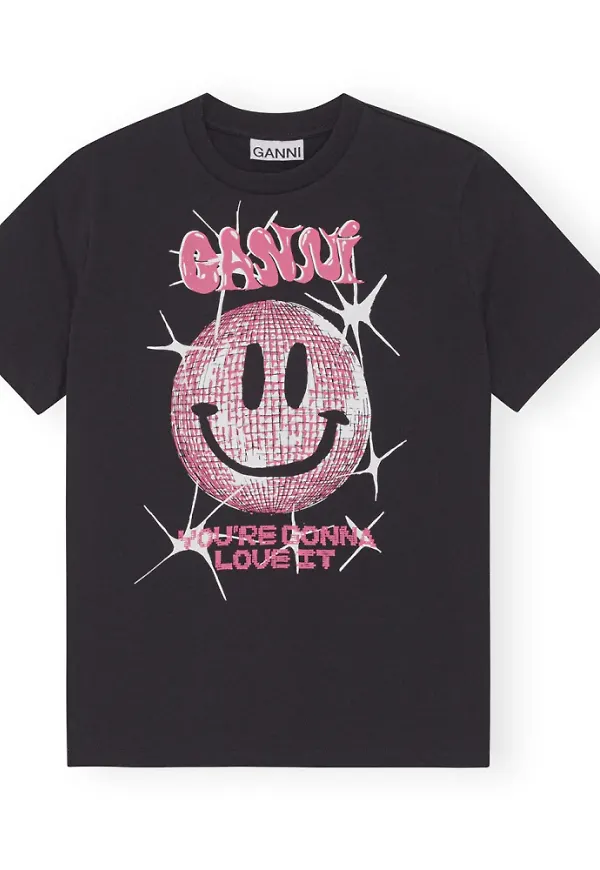 Ganni Tshirt smiley Grå, Dam