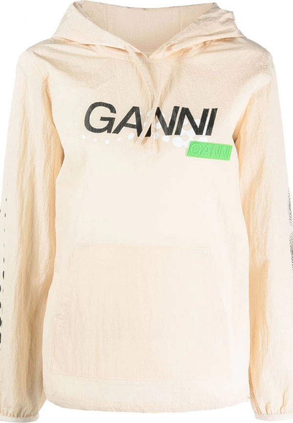 GANNI tunn huvtröja med logotyp - Neutral