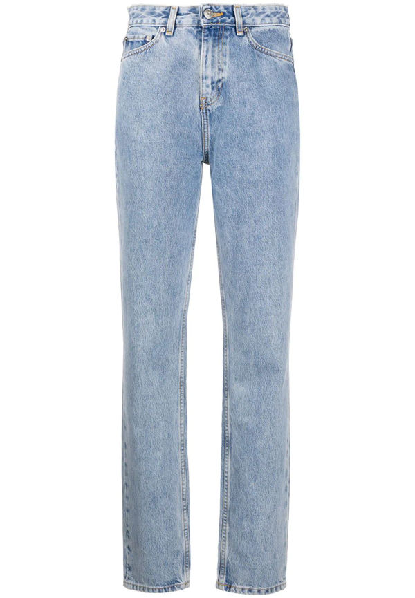 GANNI tvättade jeans med raka ben - Blå