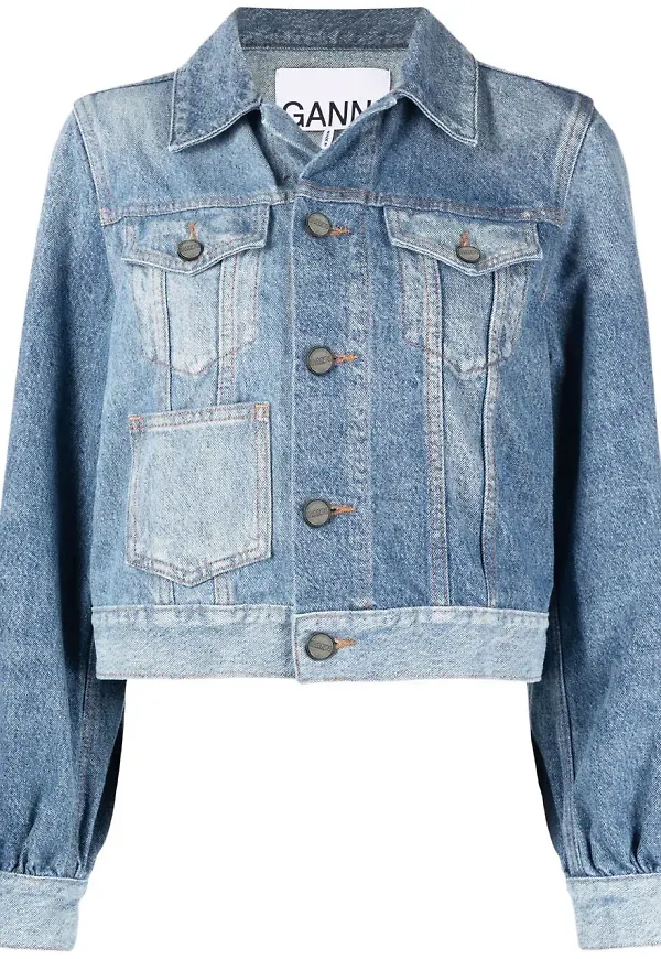 GANNI tvåfärgad jeansjacka - Blå