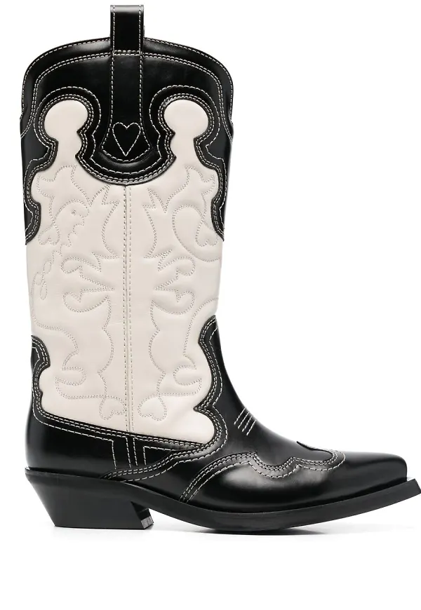 GANNI two-tone leather Western boots - Neutral