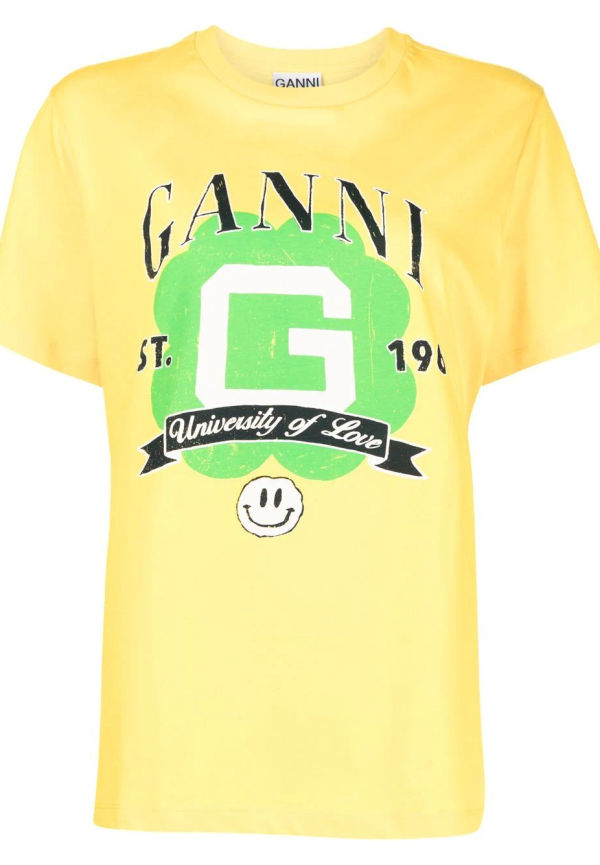 GANNI University of Love t-shirt med tryck - Gul