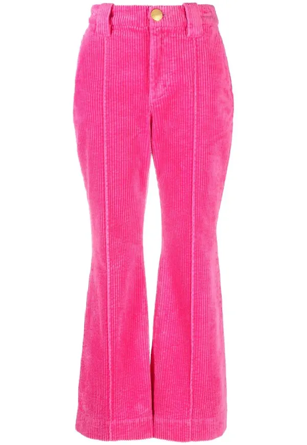 GANNI utsvängda manchesterbyxor - Rosa