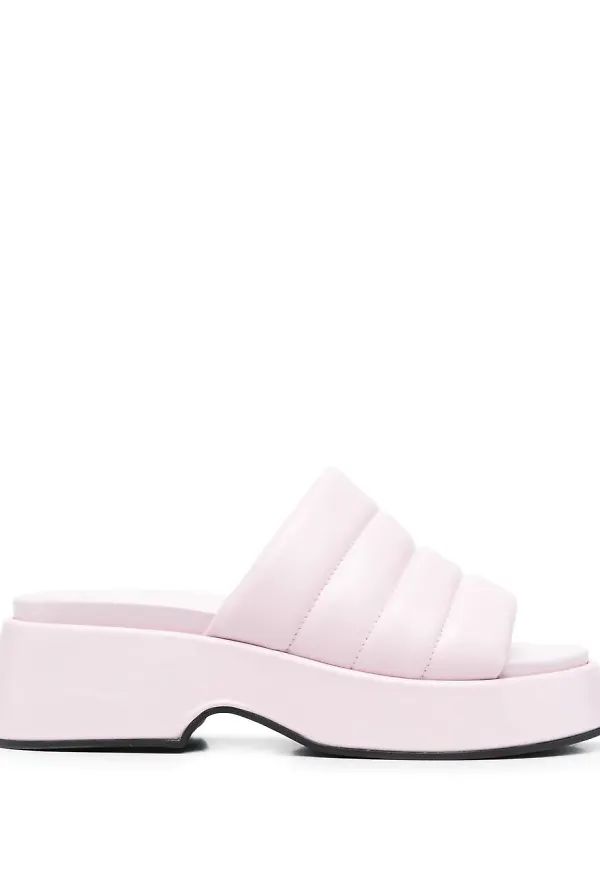 GANNI vadderade platåslip-ons - Rosa