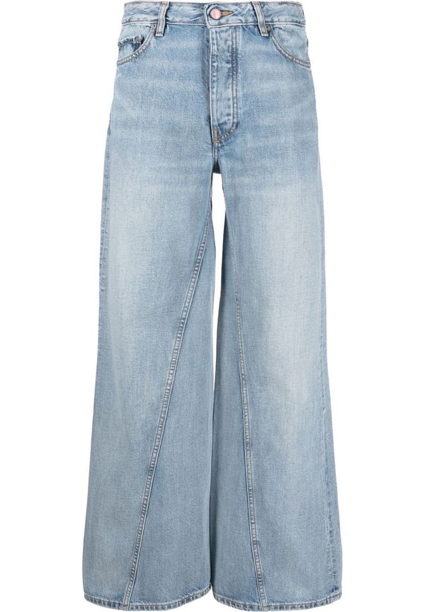 GANNI wide leg-jeans med sömdetalj - Blå