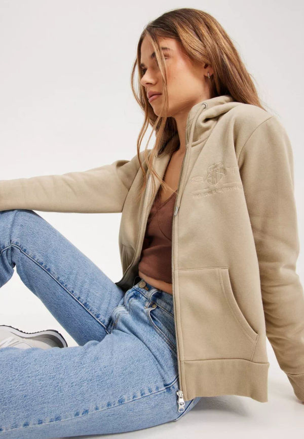 Gant - Hoodies - Beige - Tonal Archive Shield Zip Hoodie - Tröjor