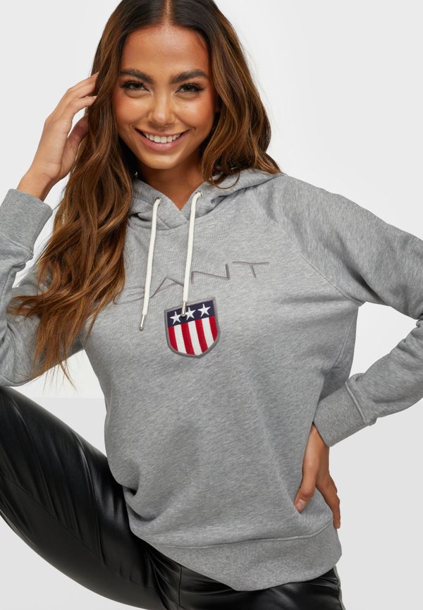 Gant - Hoodies - Grey Melange - Gant Shield Sweat Hoodie - Tröjor