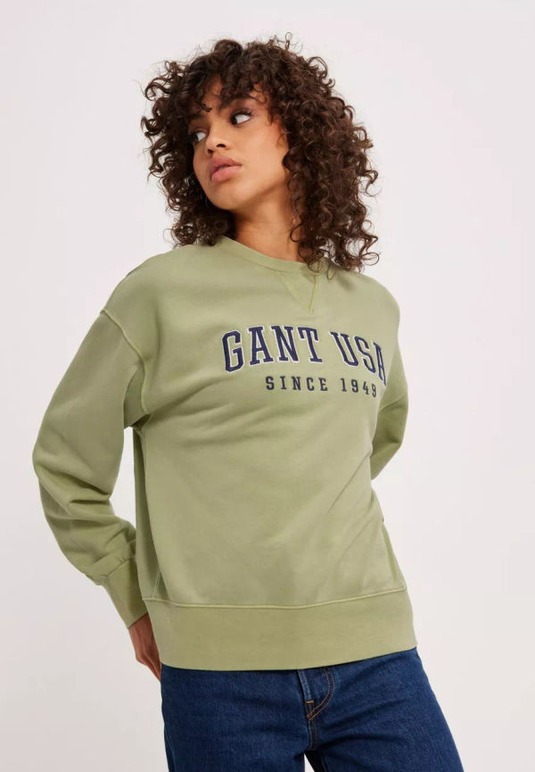 Gant - Sweatshirts - Green - D1. Gant Usa C-Neck - Tröjor - sweatshirts