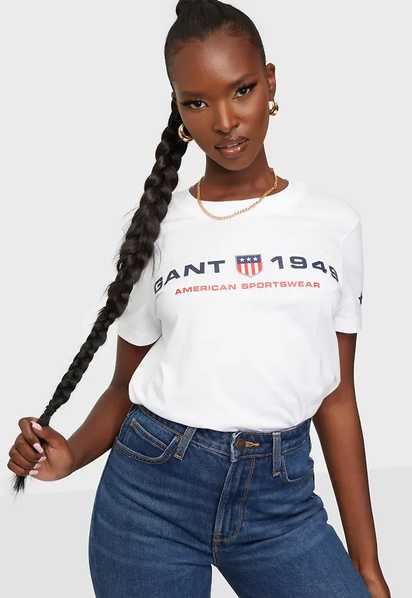 Gant - T-shirts - White - D2.Gant Retro Shield Ss T-Shirt - Toppar - T-shirts