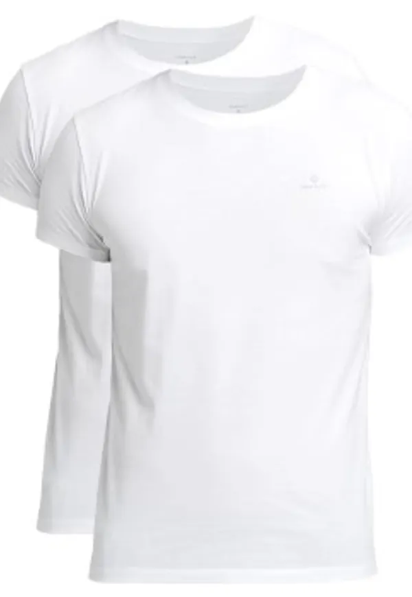 Gant 2P Basic Crew Neck T-Shirt Vit bomull Large Herr