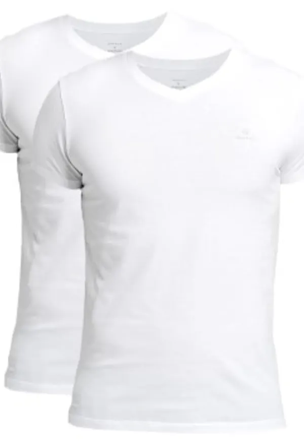 Gant 2P Basic V-Neck T-Shirt Vit bomull X-Large Herr