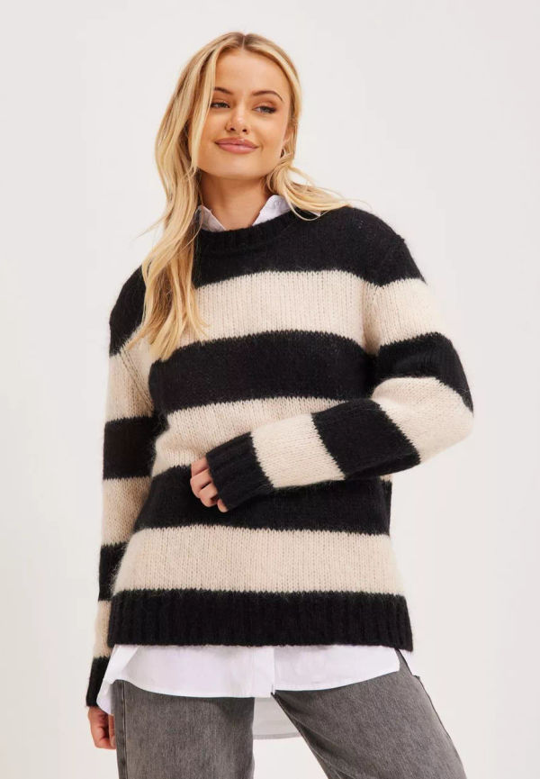 Gant - Black - D1. Mohair Striped C-Neck