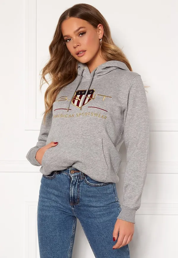 GANT Archive Shield Sweat Hoodie 93 Grey Melange L