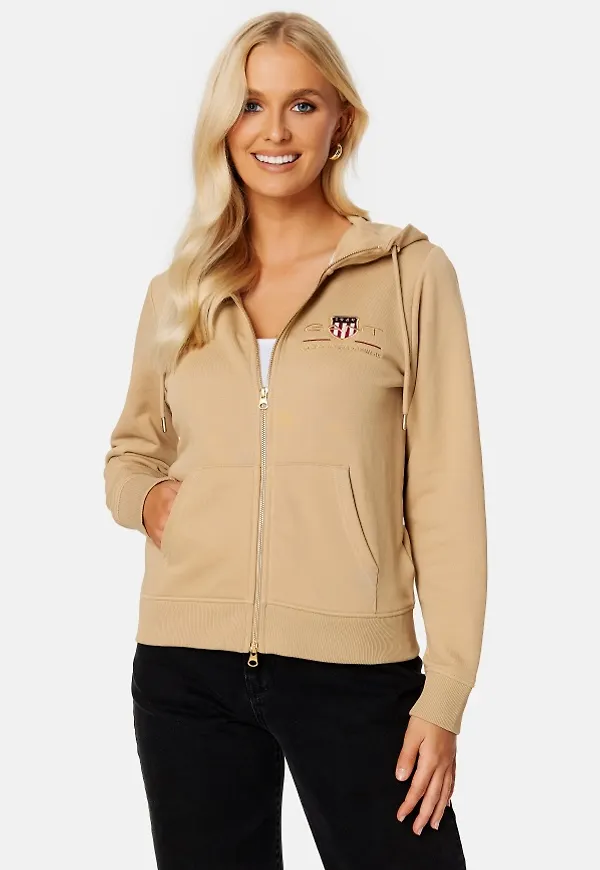 GANT Archive Shield Zip Hood 256 HAZELWOOD BEIGE L